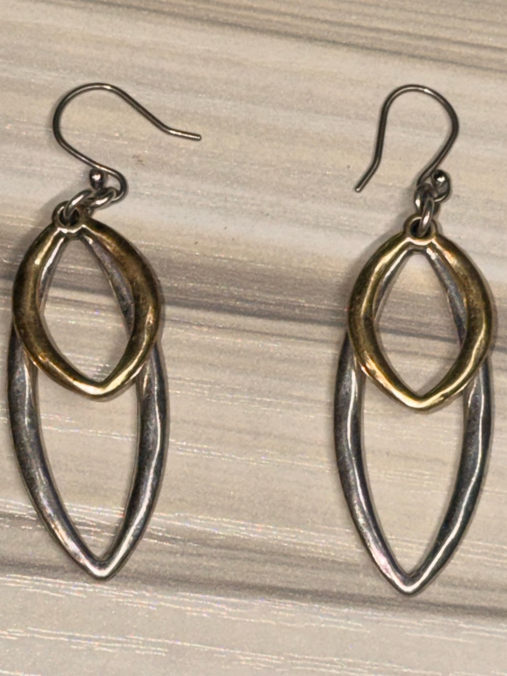Lucky Brand Two-Tone Marquise Link Earrings - Gold & Silver - Picture 6 of 7